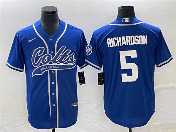 Mens Indianapolis Colts #5 Anthony Richardson Royal Cool Base Stitched Baseball Jersey->indianapolis colts->NFL Jersey